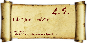 Lájer Irén névjegykártya